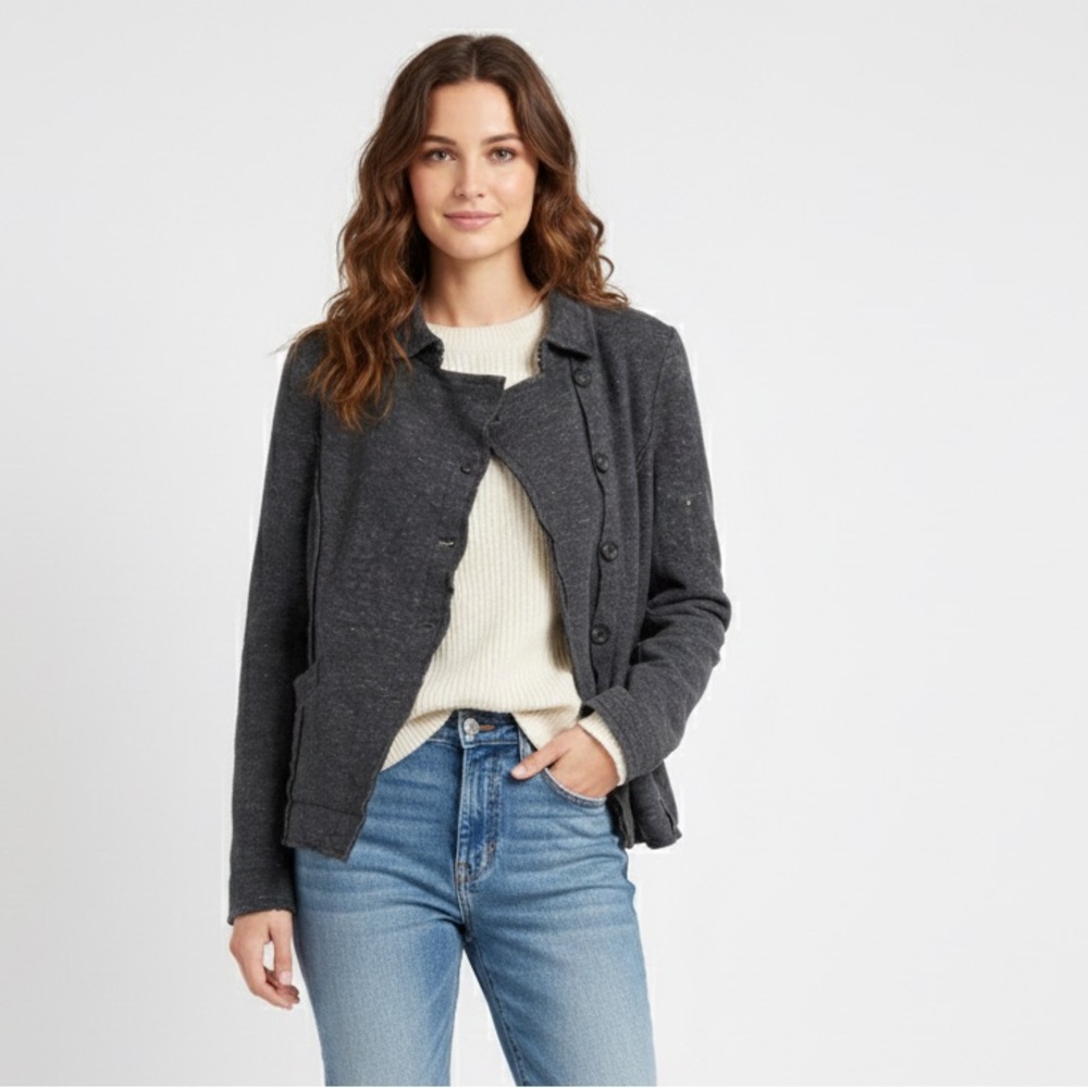 Free People Dark Gray Button-Front Jacket